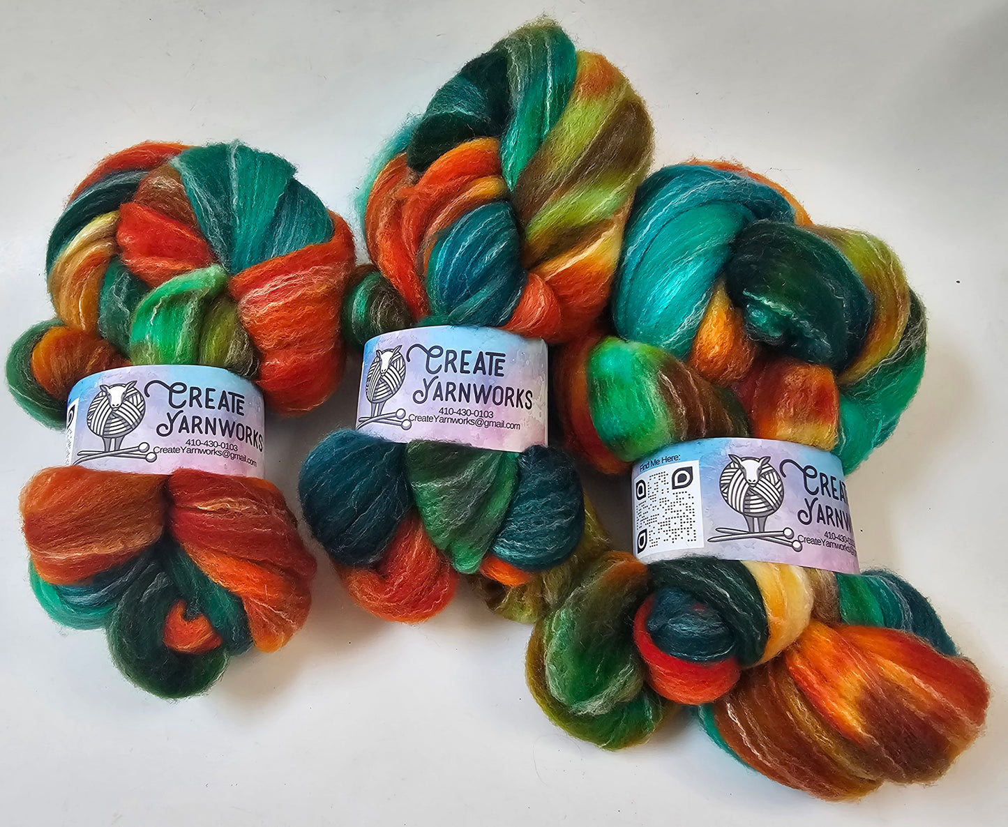 Tortoise Shell in Targhee, Bamboo and Silk Top Roving Custom Blend 4oz braid
