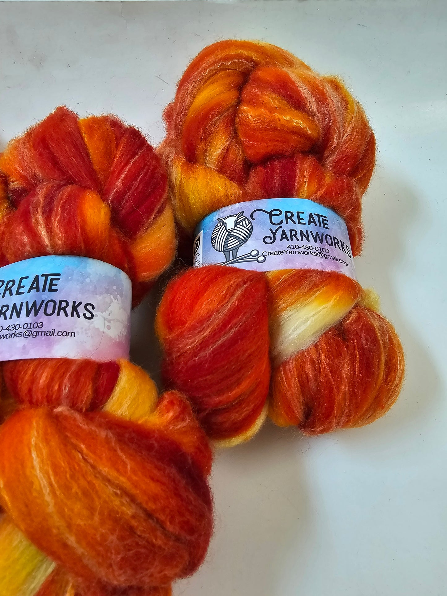 Pumpkin in Targhee, Bamboo and Silk Top Roving Custom Blend 4oz braid