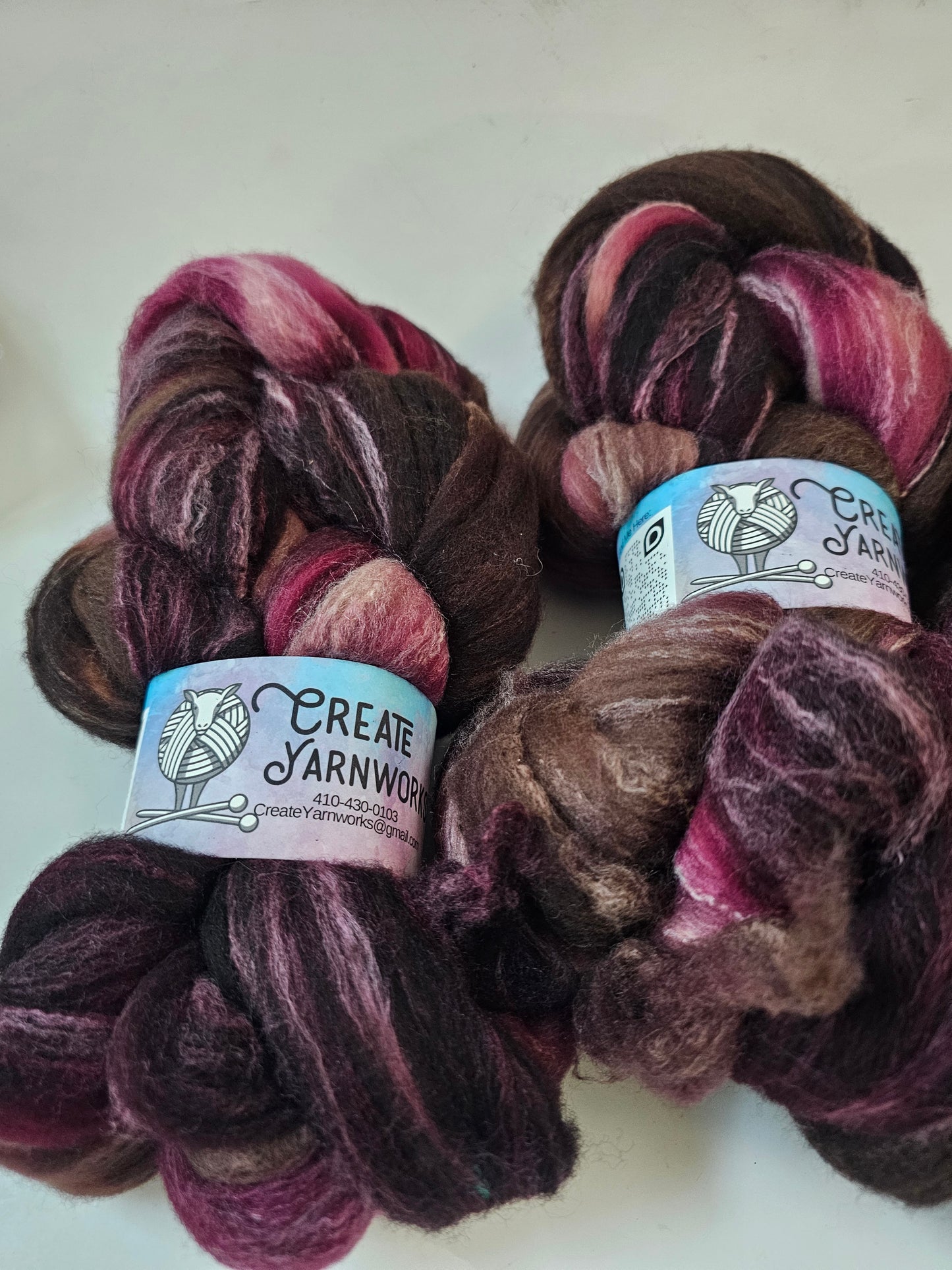 Burgundy Bark in Targhee, Bamboo and Silk Top Roving Custom Blend 4oz braid