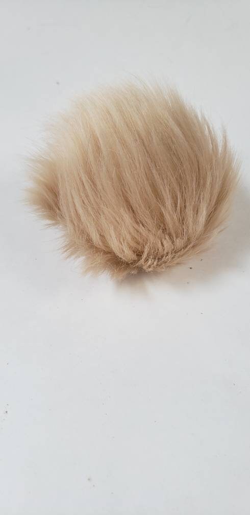 Faux Fur Pom Poms - Tan