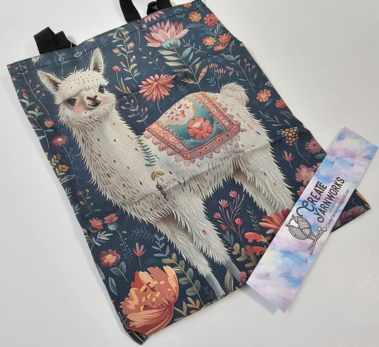 Alpaca Large Project Bag - Tote with Handles Llama