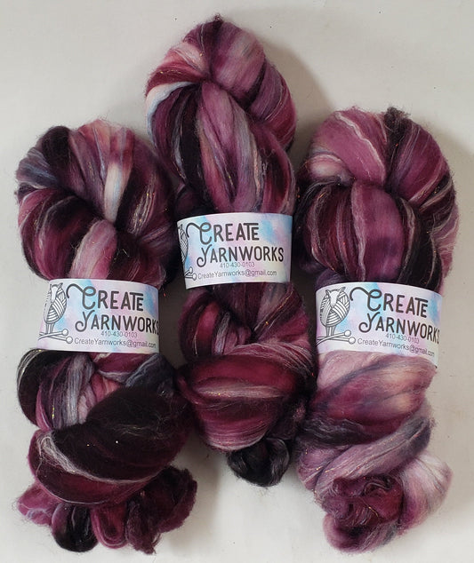 Wine Country in Superwash Merino & Stellina Blend 4oz braid