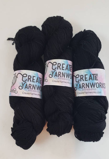 Almost Black in Superwash Merino/Nylon (85/15) Blend Fingering Weight Yarn