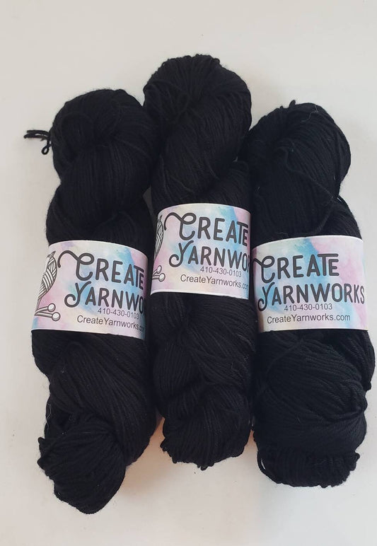 Almost Black in Superwash Merino/Nylon (85/15) Blend Fingering Weight Yarn