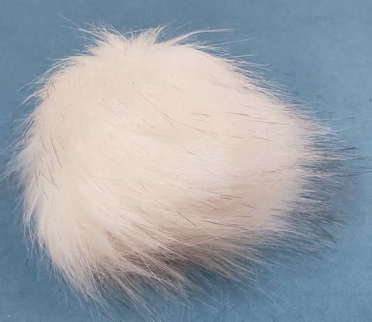 Faux Fur Pom Pom - White with dark tips