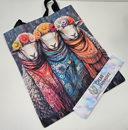 Fancy Sheep with Bright Bandanas Large Project Bag - Tote with Handles
