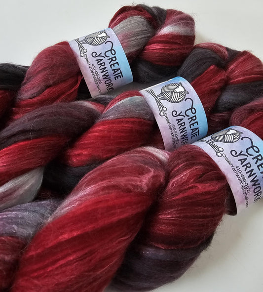 Crimson Slate in Merino/Milk Fiber 67/33 blend Top 4oz braid