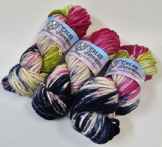 Fusion in Silver Sparkle Superwash Merino Blend  Super Bulky Weight Yarn