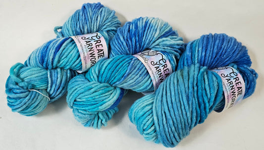 Blue Skies in Silver Sparkle Superwash Merino Blend  Super Bulky Weight Yarn