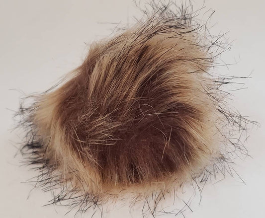 Faux Fur Pom Pom - Light brown with tan highlights