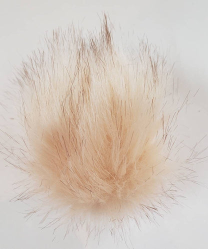 Faux Fur Pom Pom - Tan with brown tips