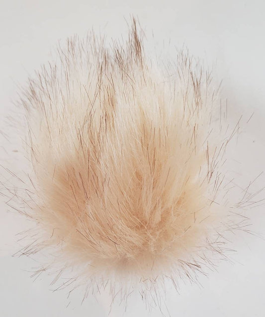 Faux Fur Pom Pom - Tan with brown tips