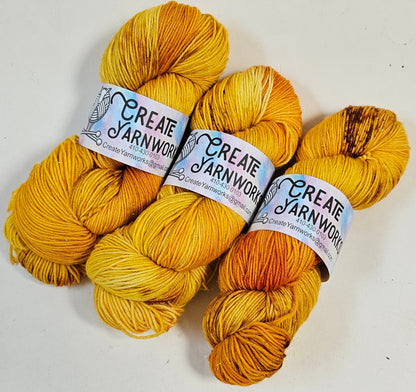 Goldilocks in Gold Sparkle Superwash Merino Blend  Fingering Weight Yarn