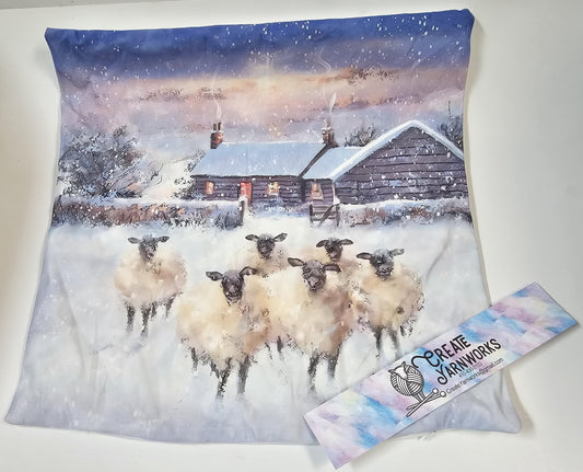 Special - Decorative 18"x18" Pillow - Sheep in the Snow