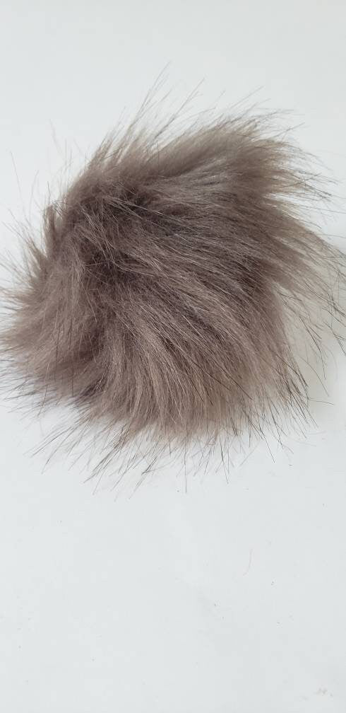 Faux Fur Pom Poms - Taupe