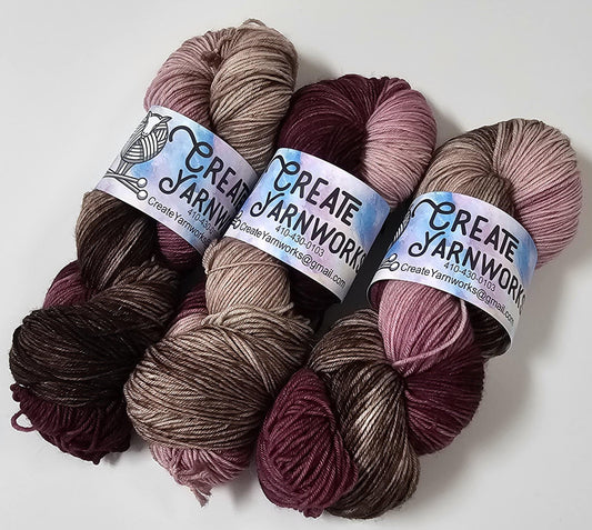 Burgundy Bark in Superwash Merino/Nylon (85/15) Blend Fingering Weight Yarn
