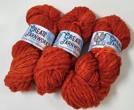 Pumpkin in Thick n Thin 100% Superwash Merino Bulky Yarn