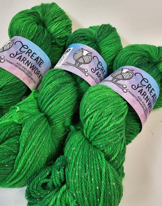 Irish in Silver Sparkle Superwash Merino Blend  Fingering Weight Yarn