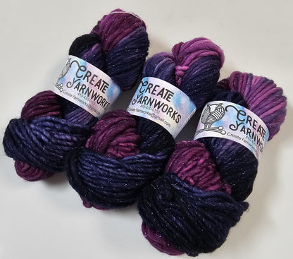 Aurora in Silver Sparkle Superwash Merino Blend  Super Bulky Weight Yarn