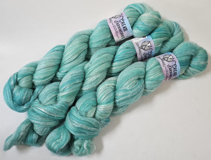 Breakfast at Tiffany's in Merino/Milk Fiber 67/33 blend Top 4oz braid