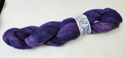 Purples in Polwarth/Tussah Silk 67/33 custom blend Top 4oz braid