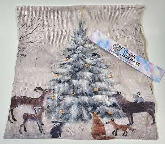 Special - Decorative 18"x18" Pillow - Woodland Critters at a Tree