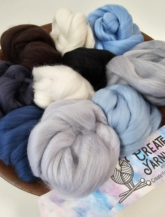 Wintery in 23 micron Merino Fiber for Needle Felting, Wet Felting, or Spinning