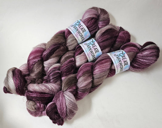 Burgundy Bark in Merino/Milk Fiber 67/33 blend Top 4oz braid