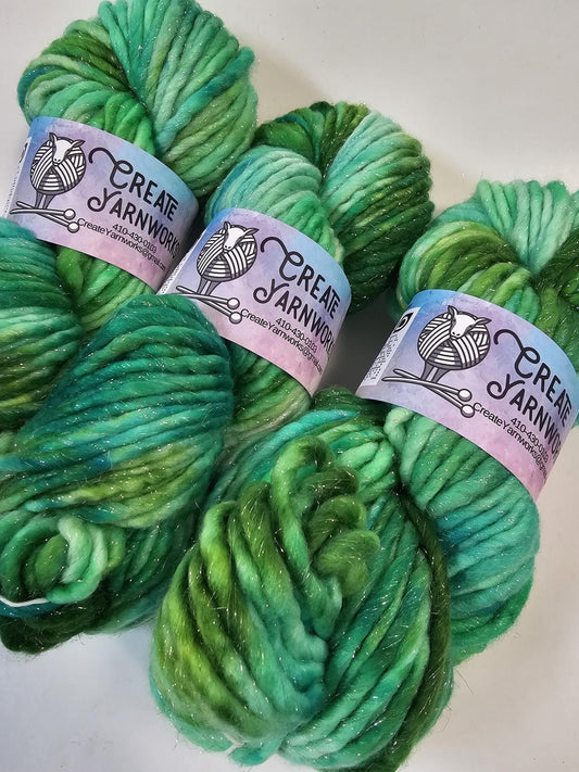 Seaglass in Silver Sparkle Superwash Merino Blend  Super Bulky Weight Yarn