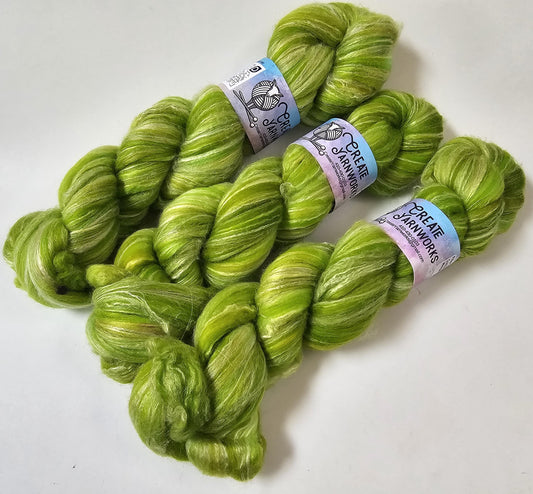 Grinch in Merino/Milk Fiber 67/33 blend Top 4oz braid