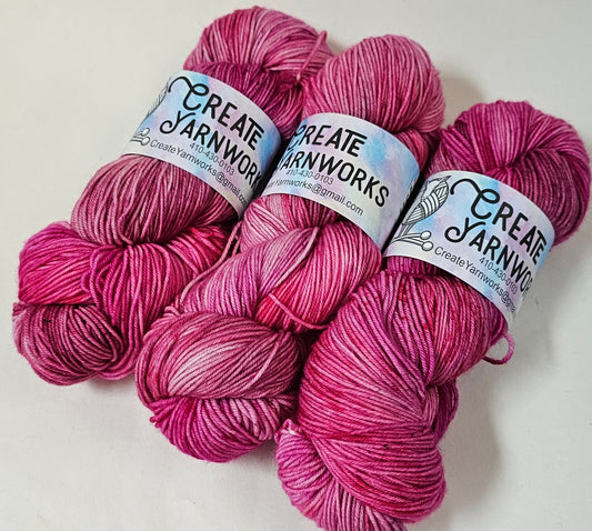 Pretty in Pink in Superwash Merino/Nylon (85/15) Blend Fingering Weight Yarn