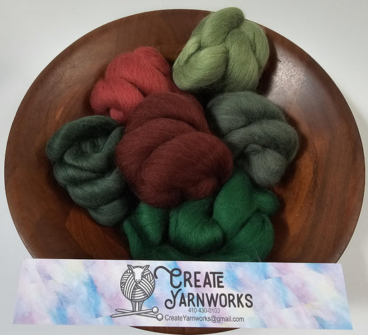 Forest in Shetland Wool Fiber for Needle Felting, Wet Felting, or Spinning