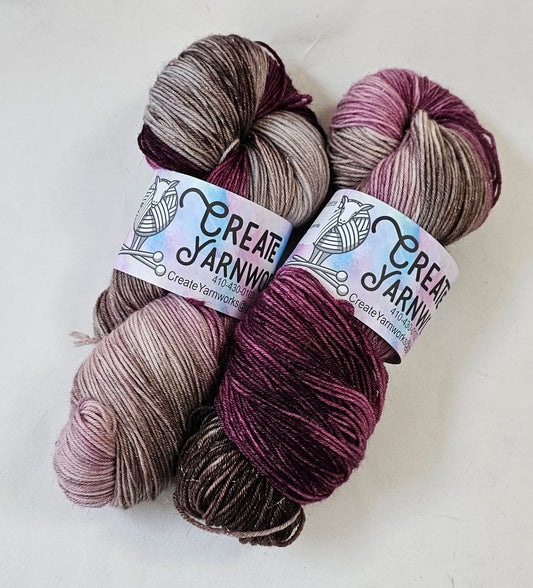 Burgundy Bark in Gold Sparkle Superwash Merino Blend Fingering Weight Yarn
