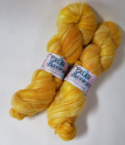 Goldilocks in Polwarth/Tussah Silk 67/33 custom blend Top 4oz braid