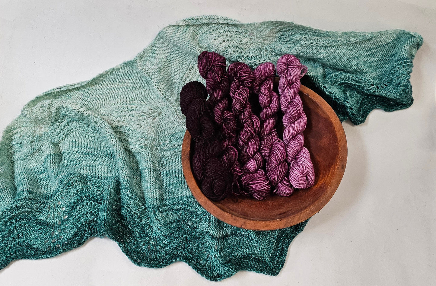 Gradient Knitted Shawl Kit in Wine Country - Pattern and Yarn Included