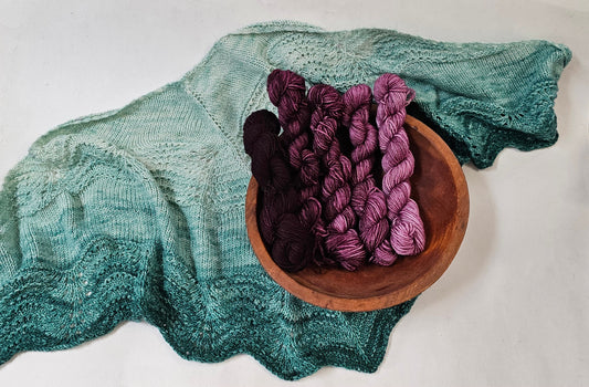 Gradient Knitted Shawl Kit in Wine Country - Pattern and Yarn Included