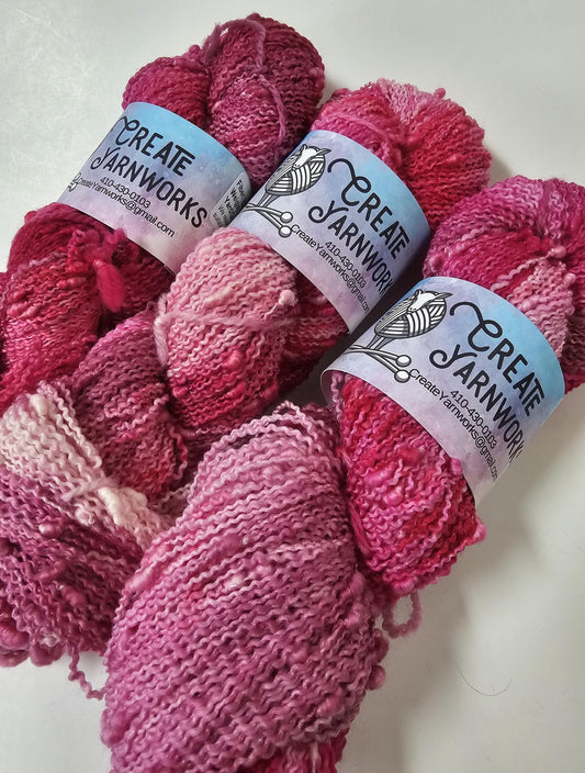 Pretty in Pink in Slub Superwash Merino/Nylon (90/10) Blend Fingering Weight Yarn