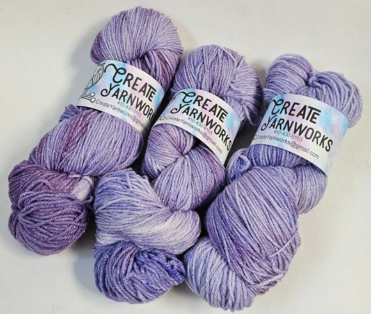 Lavender in Silver Sparkle Superwash Merino Blend  Fingering Weight Yarn