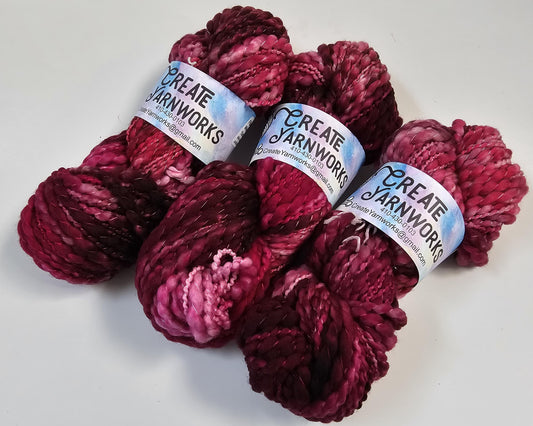 Raspberry Wine in Thick n Thin 100% Superwash Merino Bulky Yarn