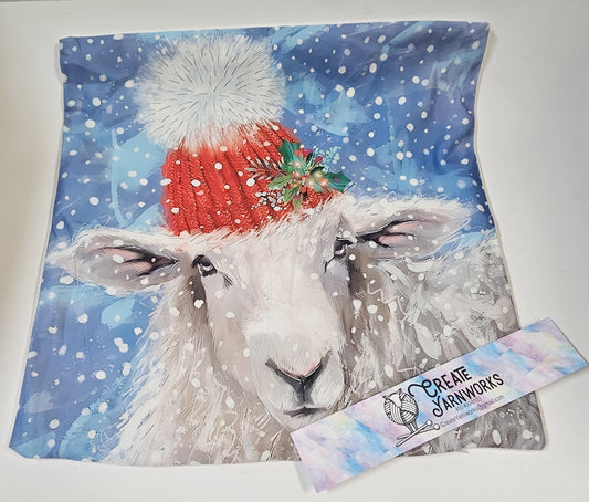Special - Decorative 18"x18" Pillow - Sheep with Santa Hat