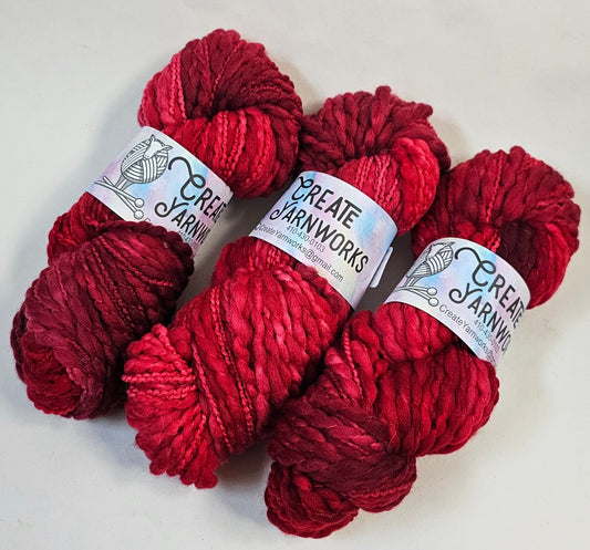 Ragin' Red in Thick n Thin 100% Superwash Merino Bulky Yarn