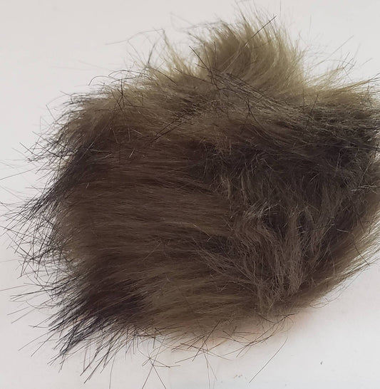 Faux Fur Pom Pom - Olive Green with dark tips