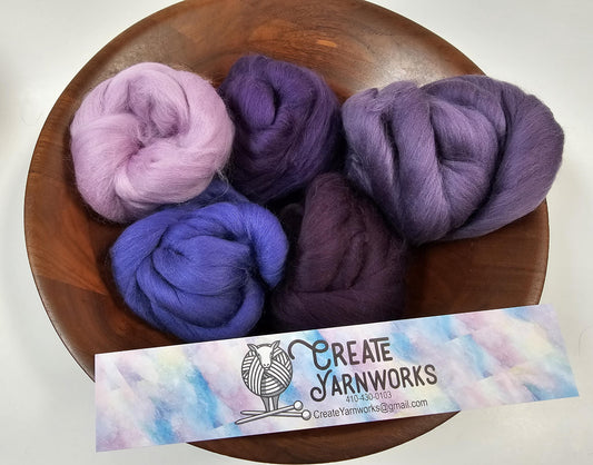 Purple Rain in 23 micron Merino Fiber for Needle Felting, Wet Felting, or Spinning