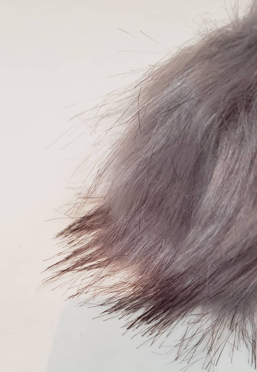 Faux Fur Pom Pom - Dark Grey with dark tips