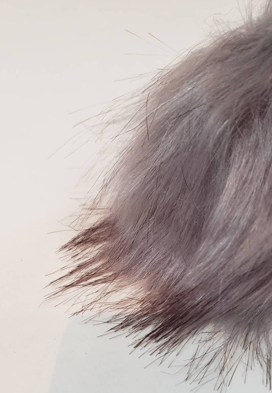 Faux Fur Pom Pom - Dark Grey with dark tips