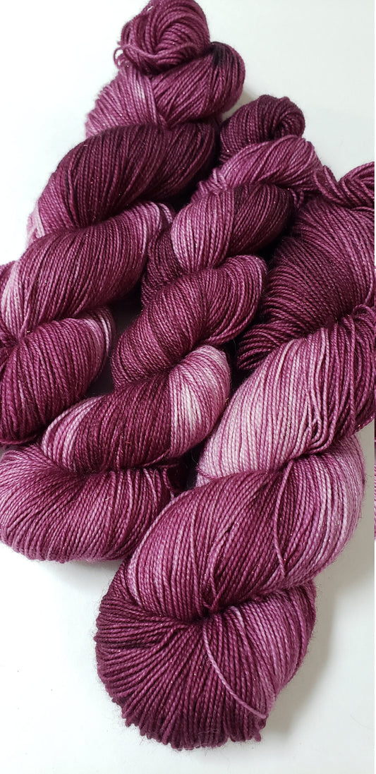 Wine Country in Gold Sparkle Superwash Merino Blend Fingering Weight Yarn