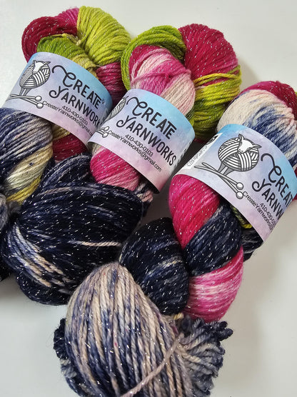 Fusion in Silver Sparkle Superwash Merino Blend  Fingering Weight Yarn