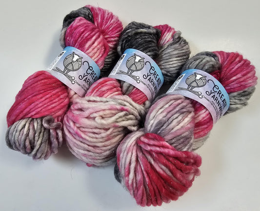 Preppy in Silver Sparkle Superwash Merino Blend  Super Bulky Weight Yarn