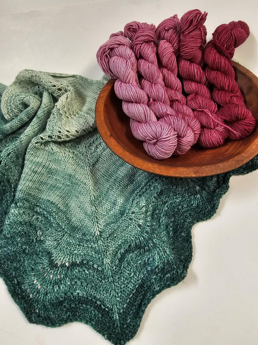 Gradient Knitted Shawl Kit in Amethyst Gradient - Pattern and Yarn Included