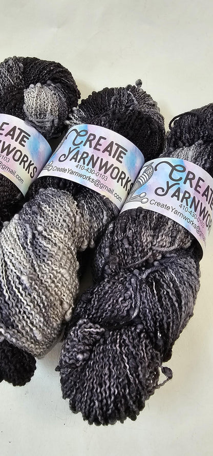 Almost Black in Slub Superwash Merino/Nylon (90/10) Blend Fingering Weight Yarn